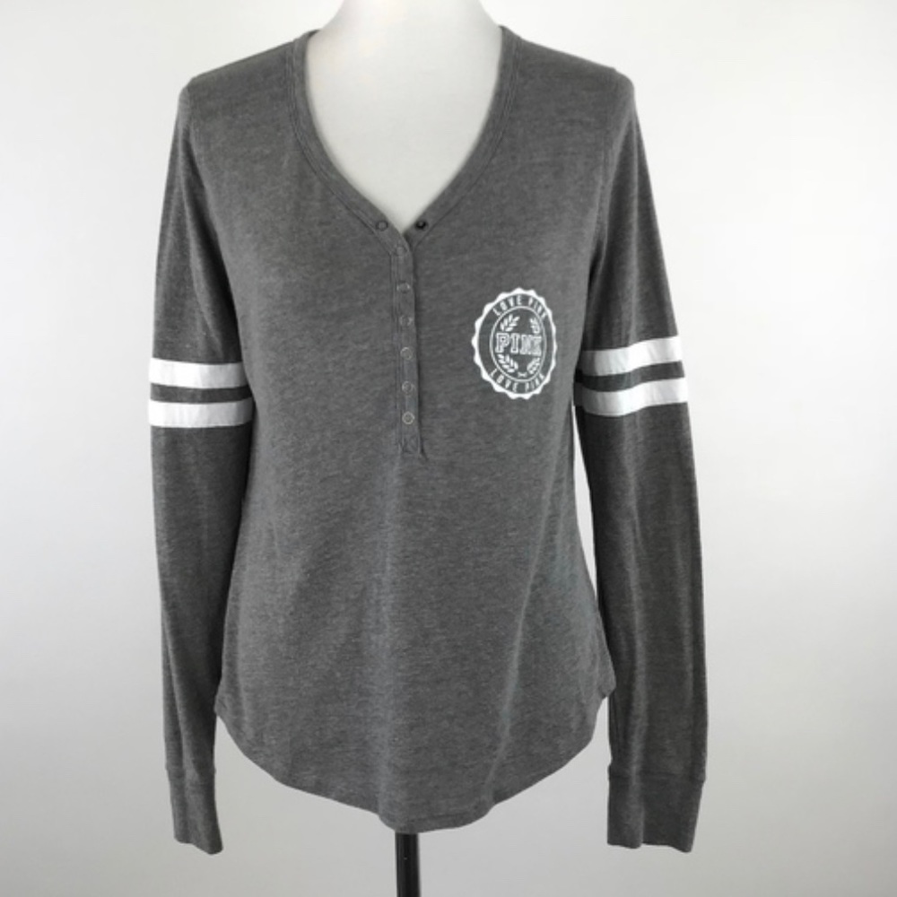 PINK size xs gray long sleeve “my day starts at noon”